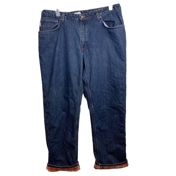 Women’s Carhartt Original Fit Straight Leg Flannel Lined Denim Jeans Size 18 Reg - Picture 1 of 9